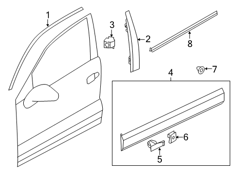 2012 Volkswagen Touareg Exterior Trim - Front Door Diagram
