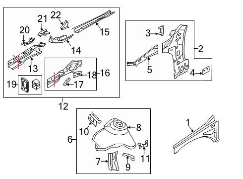 2015 Volkswagen GTI Structural Components & Rails Diagram