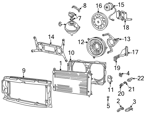 2000 Volkswagen EuroVan Radiator & Components Diagram