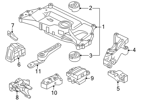 2009 Volkswagen Eos Engine & Trans Mounting Diagram