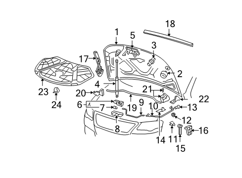 2008 Volkswagen Passat Hood & Components Diagram