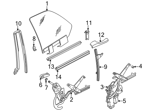 2001 Volkswagen Cabrio Glass & Hardware - Quarter Panel Diagram