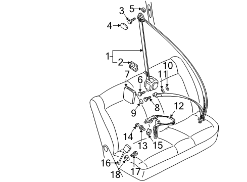 2003 Volkswagen EuroVan Rear Seat Belts Diagram