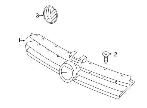 2018 Volkswagen Golf SportWagen Grille & Components Diagram