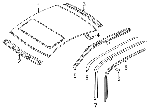2000 Volkswagen Passat Exterior Trim - Roof Diagram 2