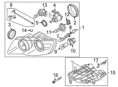 2007 Volkswagen Touareg Headlamp Components Diagram 2