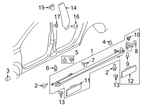 2014 Volkswagen CC Exterior Trim - Pillars Diagram