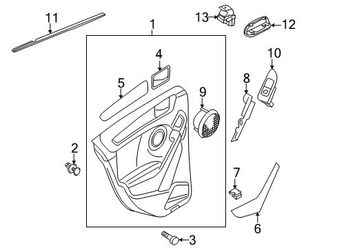 2011 Volkswagen GTI Interior Trim - Rear Door Diagram