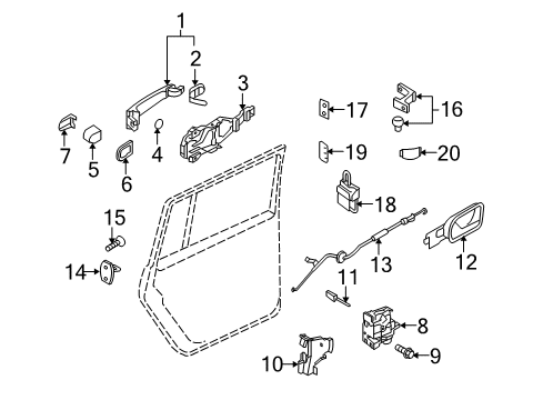 2007 Volkswagen Rabbit Rear Door - Lock & Hardware Diagram
