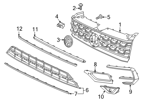 2019 Volkswagen Atlas Grille & Components Diagram