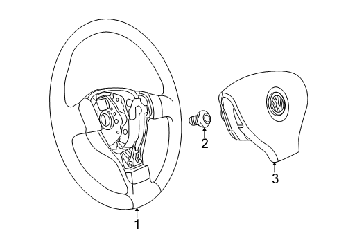 2012 Volkswagen Beetle Steering Wheel & Trim Diagram 2