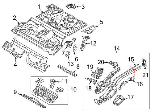 2015 Volkswagen e-Golf Rear Floor & Rails