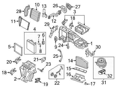 2012 Volkswagen Golf A/C Evaporator & Heater Components Diagram