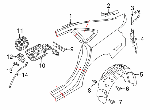 2025 Volkswagen Jetta Quarter Panel & Components Diagram