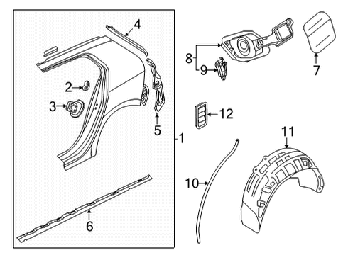 2025 Volkswagen GTI Quarter Panel & Components Diagram