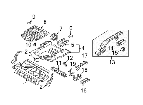 2004 Volkswagen Jetta Rear Floor & Rails Diagram 2