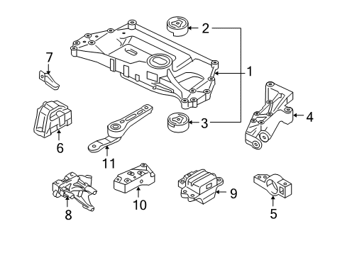 2009 Volkswagen GTI Engine & Trans Mounting Diagram