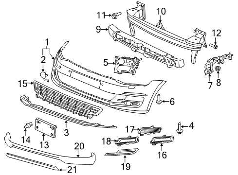 2015 Volkswagen Golf SportWagen Bumper & Components - Front Diagram