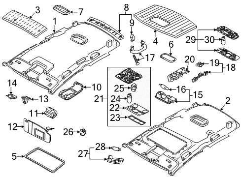 2012 Volkswagen Jetta Interior Trim - Roof Diagram