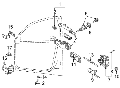 2000 Volkswagen Passat Front Door - Lock & Hardware Diagram