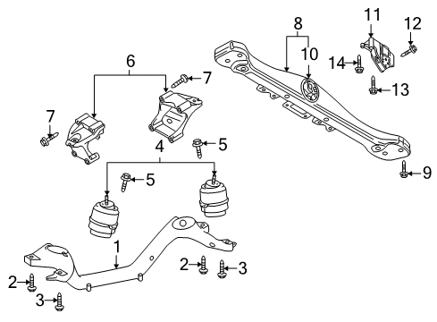 2010 Volkswagen Touareg Engine & Trans Mounting Diagram 2
