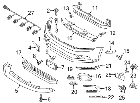 2018 Volkswagen Jetta Bumper & Components - Front Diagram