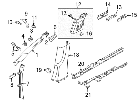 2010 Volkswagen Passat Interior Trim - Pillars Diagram