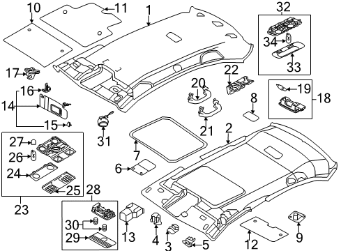 2016 Volkswagen Jetta Interior Trim - Roof Diagram