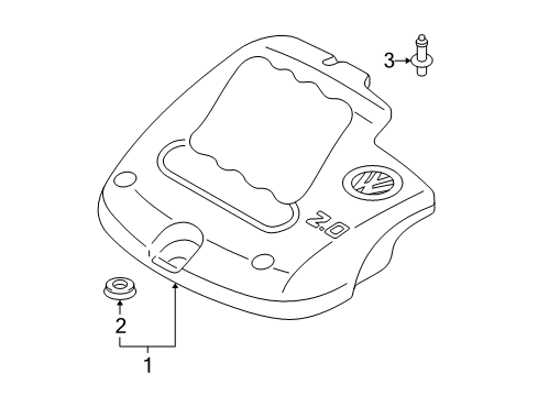 2001 Volkswagen Beetle Engine Appearance Cover Diagram 3