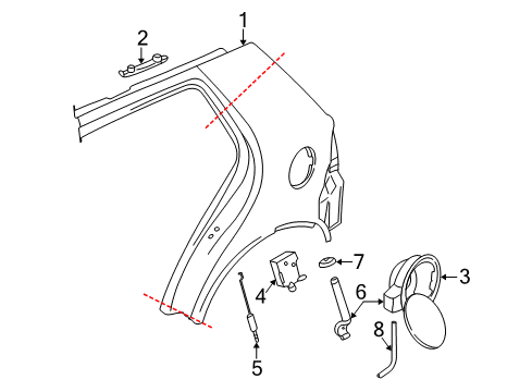 1999 Volkswagen Golf Quarter Panel & Components Diagram 3