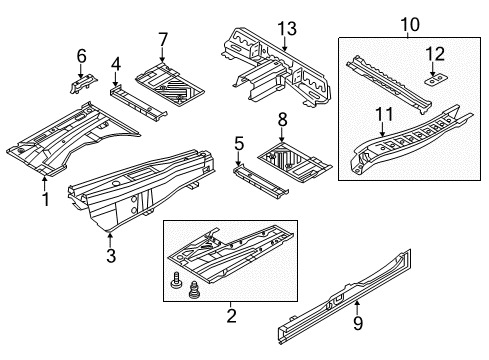 2011 Volkswagen Touareg Floor & Rails Diagram 2