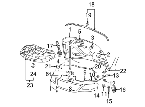 2016 Volkswagen CC Hood & Components Diagram