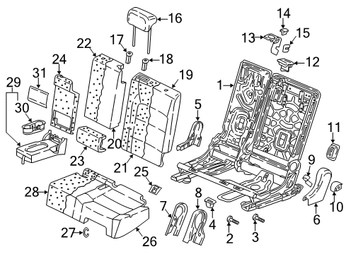 2021 Volkswagen Tiguan Rear Seat Components Diagram 2