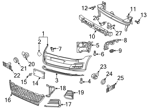 2020 Volkswagen GTI Bumper & Components - Front Diagram