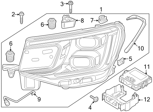 2025 Volkswagen Atlas Headlamp Components Diagram