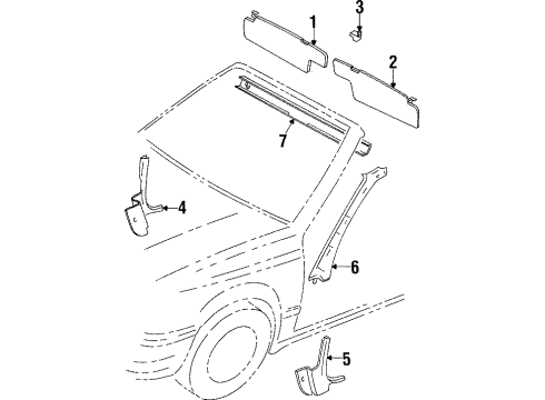 1995 Volkswagen Cabrio Interior Trim - Roof Diagram