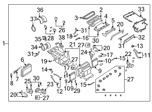 2005 Volkswagen Phaeton A/C Evaporator & Heater Components Diagram