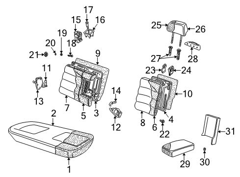 2005 Volkswagen Passat Rear Seat Components Diagram 3