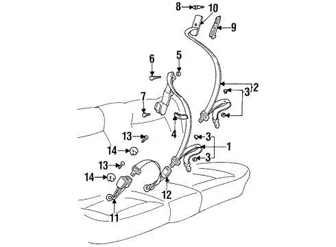1999 Volkswagen Golf Rear Seat Belts Diagram