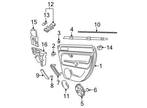 2005 Volkswagen Passat Interior Trim - Rear Door Diagram