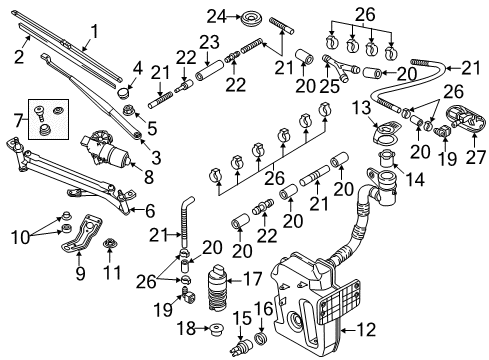 2019 Volkswagen Beetle Wiper & Washer Components Diagram 2