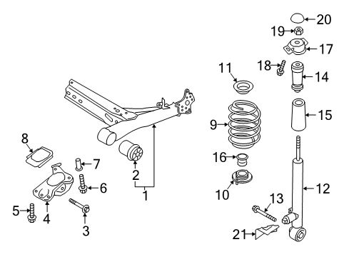 2015 Volkswagen e-Golf Rear Suspension Components Diagram 4