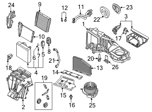 2008 Volkswagen Rabbit A/C Evaporator & Heater Components Diagram