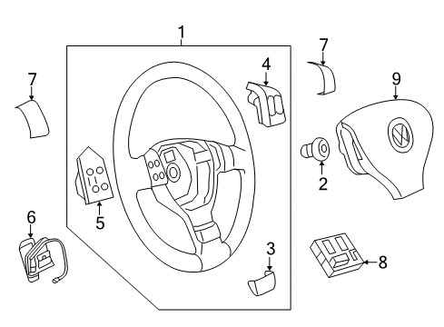 2012 Volkswagen Jetta Steering Wheel & Trim Diagram 2