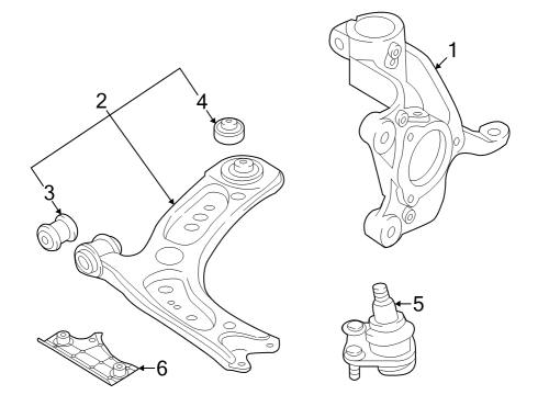 2022 Volkswagen GTI Front Suspension Components Diagram