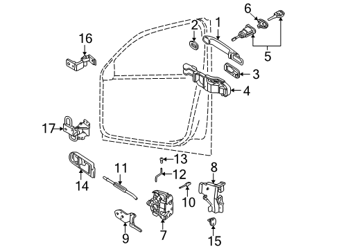 2003 Volkswagen Passat Front Door - Lock & Hardware Diagram