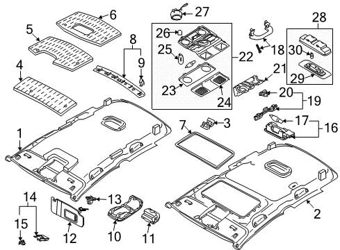 2007 Volkswagen GTI Interior Trim - Roof Diagram