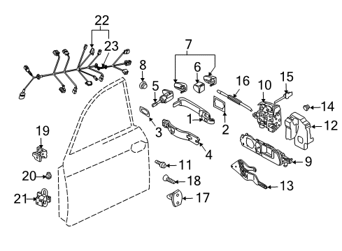 2007 Volkswagen Touareg Front Door - Lock & Hardware Diagram