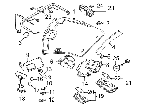 2007 Volkswagen Beetle Interior Trim - Roof Diagram