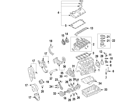 2015 Volkswagen Beetle Pistons, Rings & Bearings Diagram 3